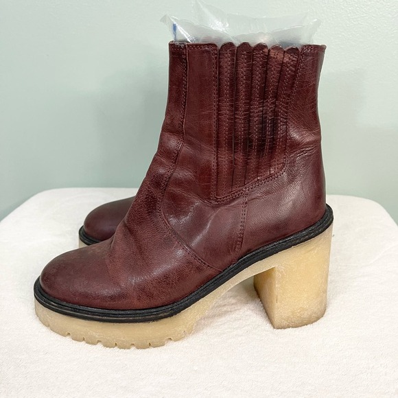 Free People Women's Cherry Chocolate Side Zip James Chelsea Ankle Boots Size 37 - Picture 3 of 10
